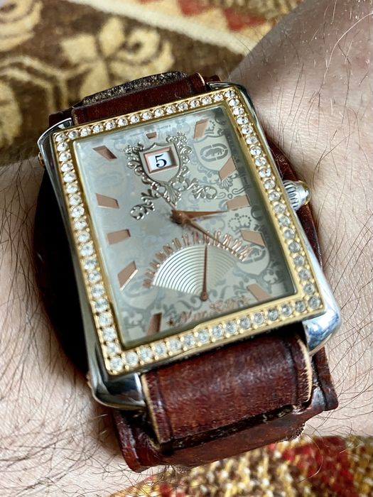 duży zegarek Marc Ecko „prostokąt” z retrogradem na customowym pasku