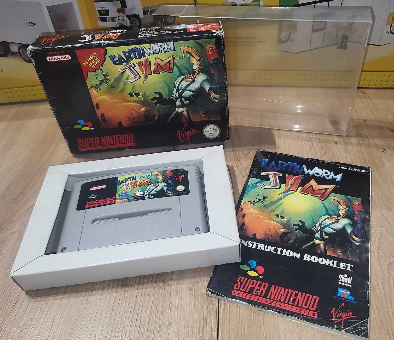Gra Earthworm Jim - NINTENDO SNES - DB- stan CIB Komplet +Protektor