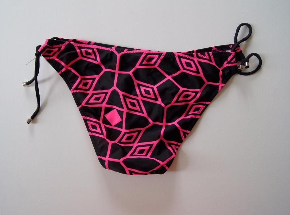 czarne rozowe neonowe majtki do kostiumu kapielowego bikini 36 S M 38