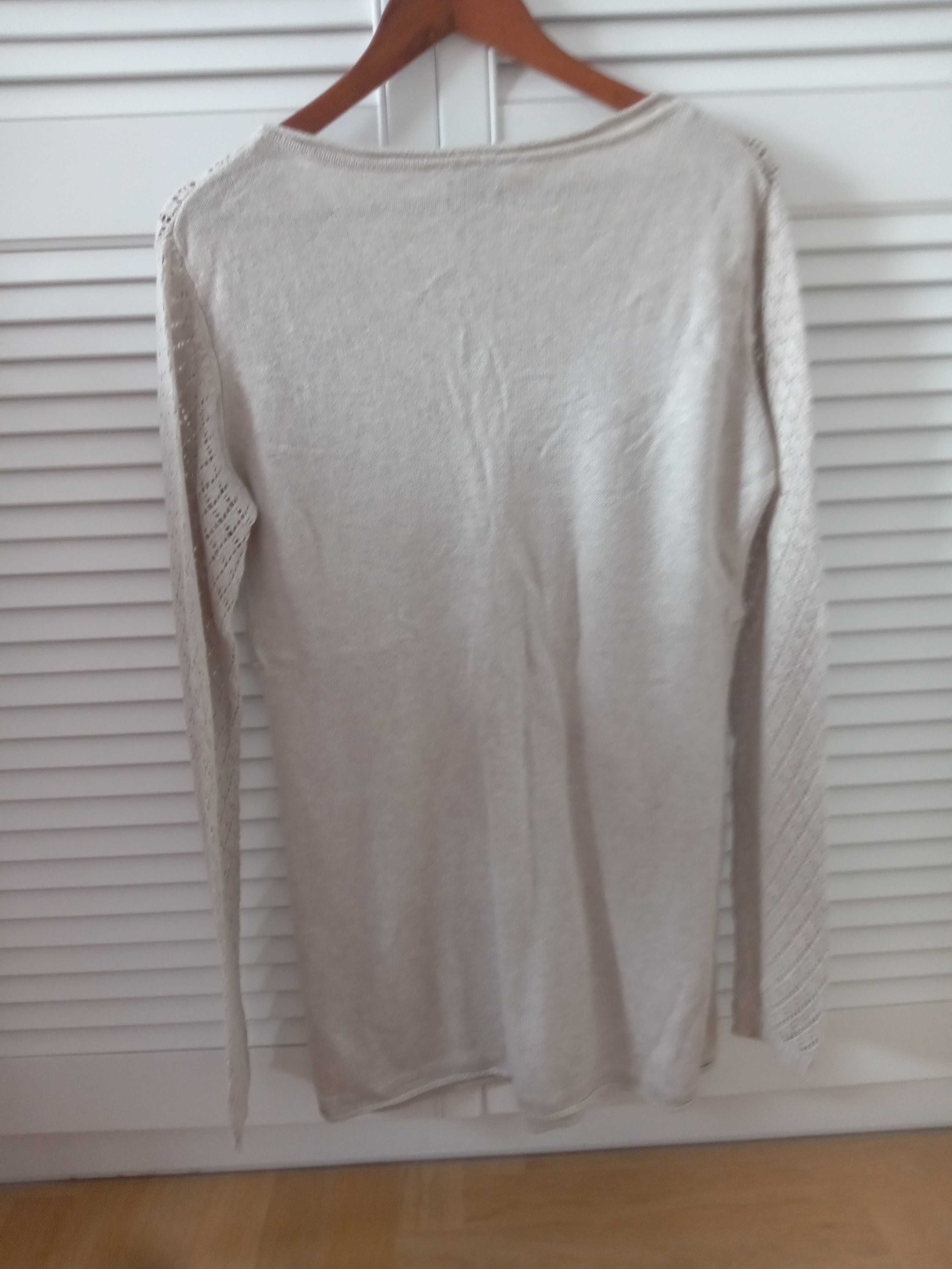 H&M mama tunika sweter beżowa ażurowa 40