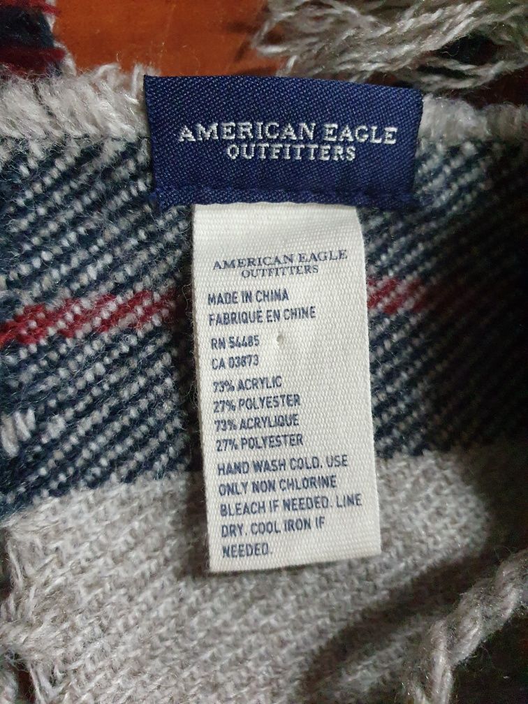 American Eagle USA elegancki szal krata unisex