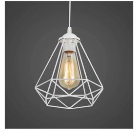 lampa wisząca vintage abażur w klatce biała