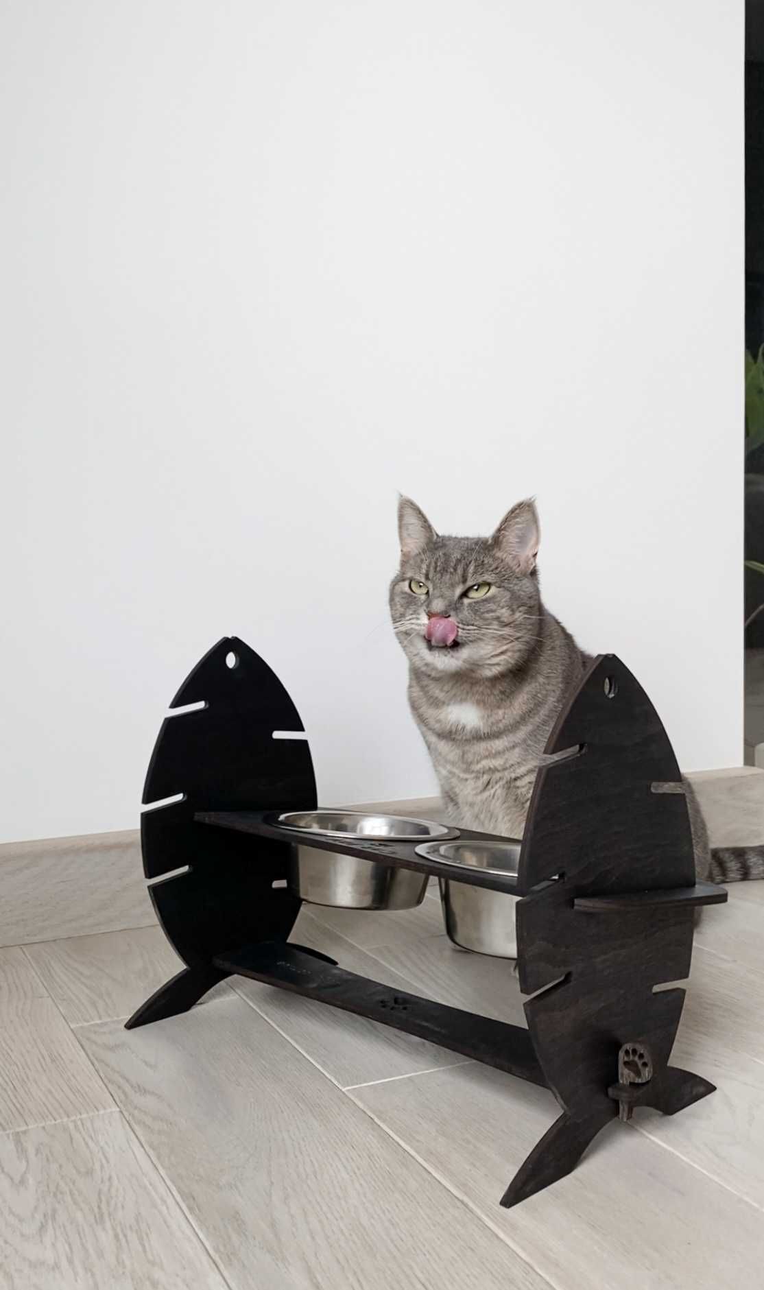 Кормушка для котів Cat Joy Скелет риби з регулюванням висоти 2 миски