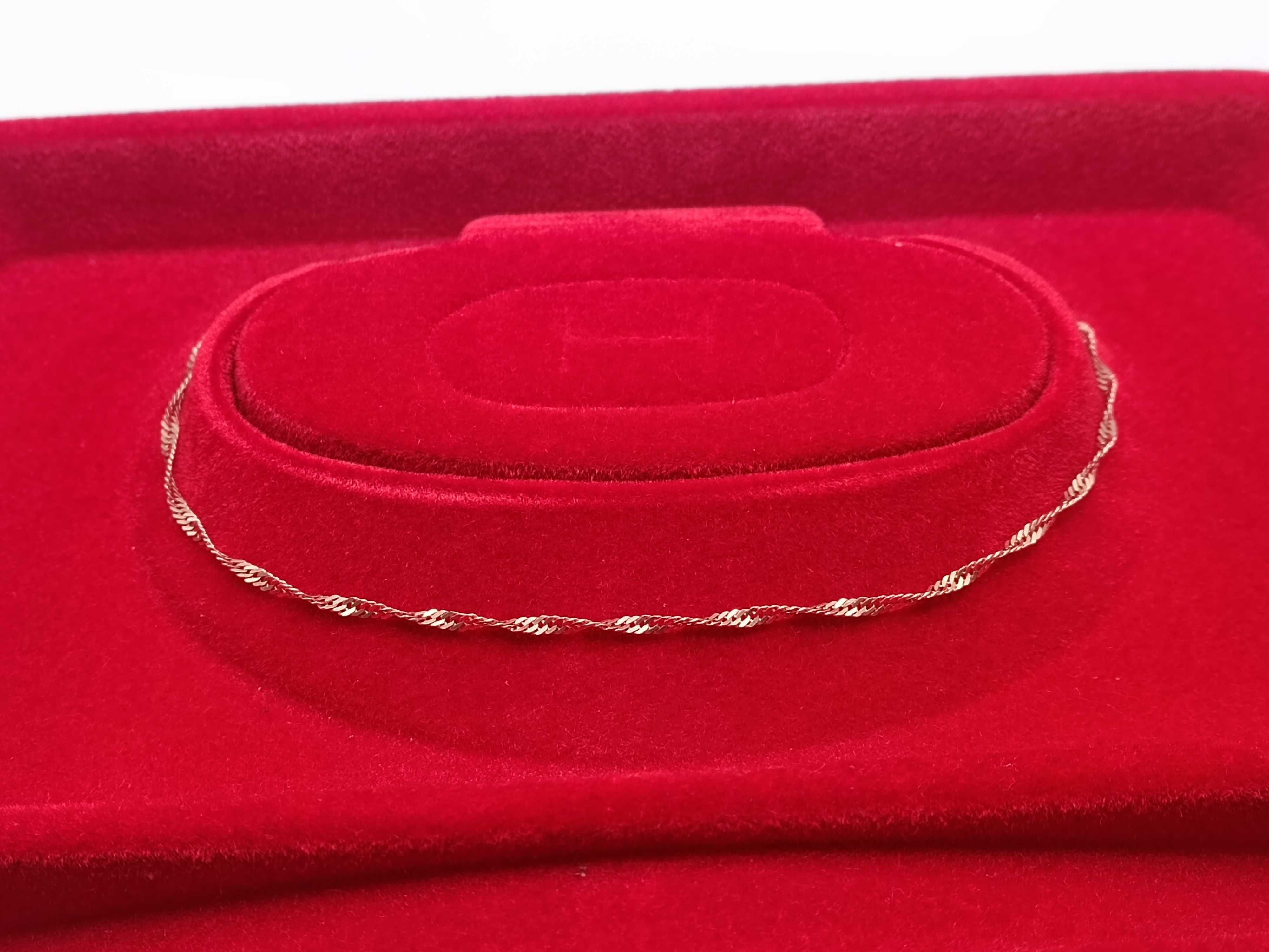 Złoty Łańcuszek Łańcuch Różowe Złoto Singapur 55cm PR585 14K 255/03/25