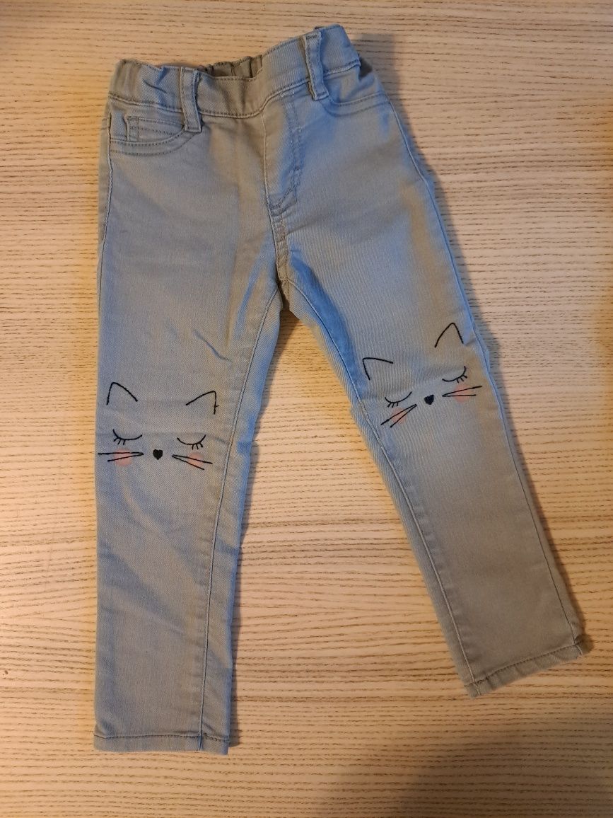Spodnie h&m 92 szare koty kotki jeansy elastyczne regulacja wąskie