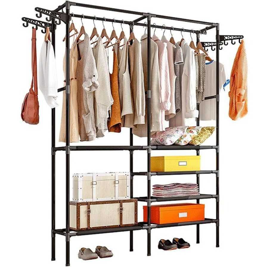 Вішалка з полицями підлогова стійка Simple Coat Rack Double Row