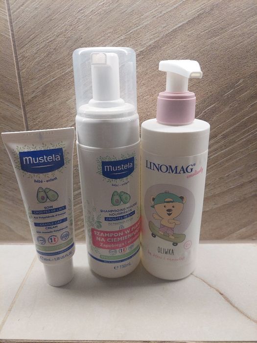 Zestaw na ciemieniuche mustela i oliwka Linomag