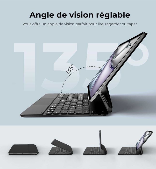 Dracool Etui z klawiaturą do iPada Pro 12,9 cal Bluetooth układ AZERTY