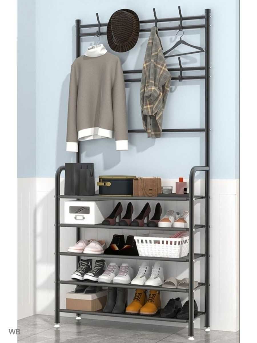 Вішалка стелаж для одягу з 5 полиц. для взуття NewSimple FloorClothes