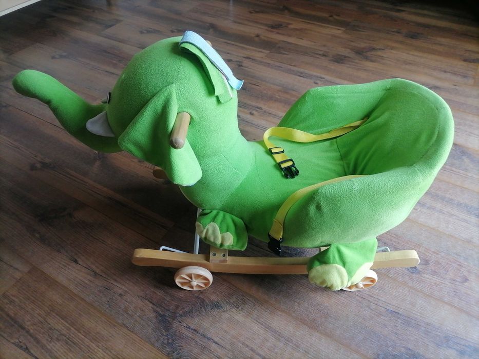 Bujak jeździk drewniany zielony słonik