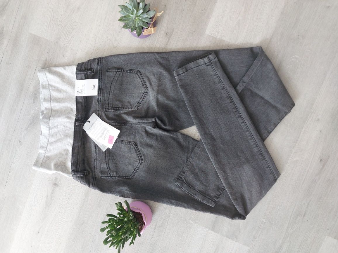 G7-9. Spodnie ciążowe rurki jeans ciemno-szare r.29/34 Mamalicous