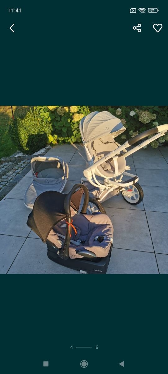 Wózek Quinny Mood 3w1 plus baza ISOFIX Maxi Cosi.