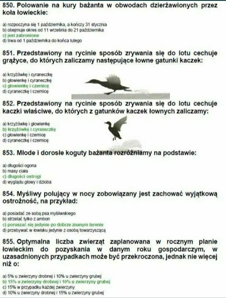 Testy łowieckie myśliwskie PZŁ pisemne dla nowowstepujacych 2025