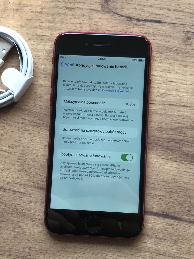 Iphone 8 64GB red |bateria 100%| kabel w zestawie, zadbany!