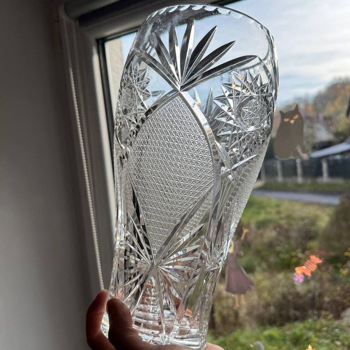 Wazon kryształowy Huta Julia PRL Bogaty Szlif