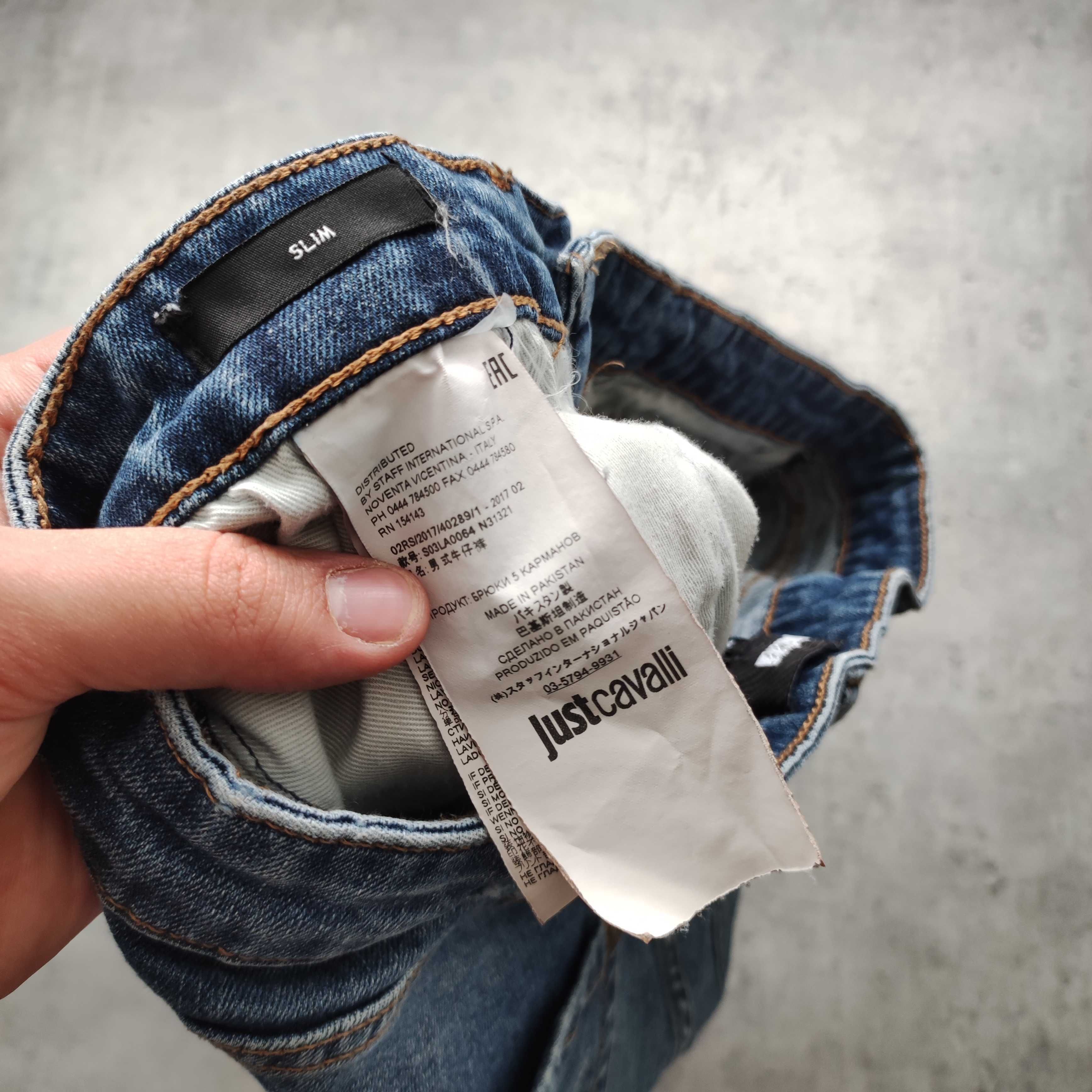 MĘSKIE Luxury PREMIUM Spodnie Slim Jeansy Przetarcia Roberto Cavalli