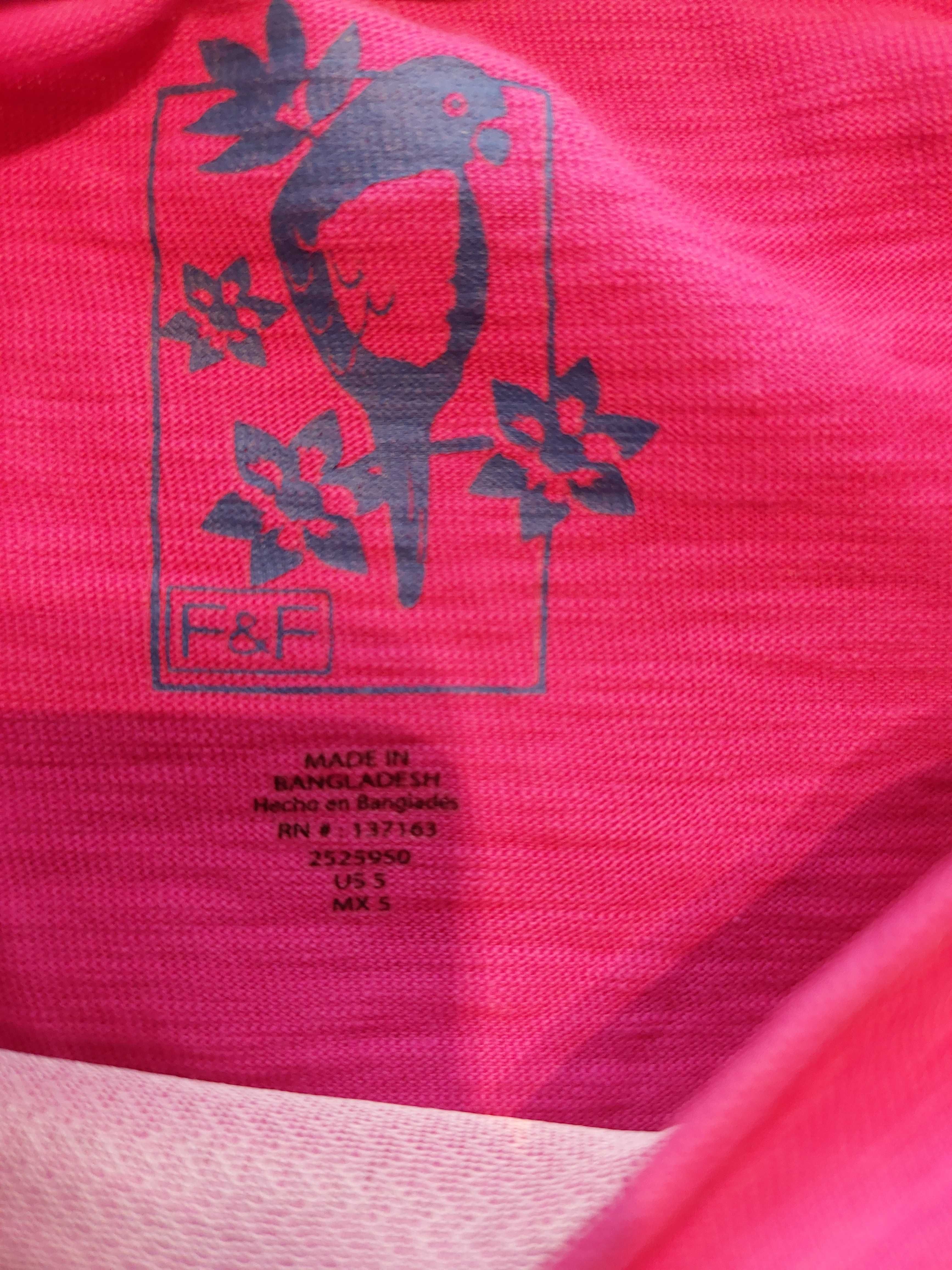 Różowa koszulka T-shirt z papugą, F&F, rozmiar 110