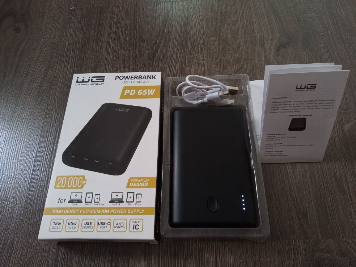 Powerbank WG (Winner Group)  20000 mAh QC 3.0 PD 65W Czarny