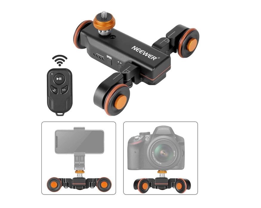 Dolly carrinho elétrico ajustável para câmaras DSLR Smartphones, GoPro