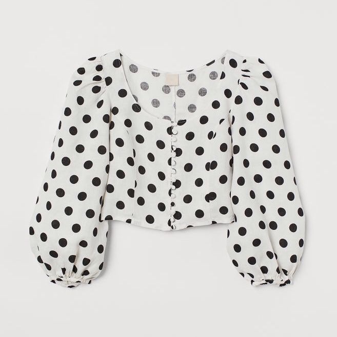Bluzka H&M polka dots len 100proc rozm. 42
