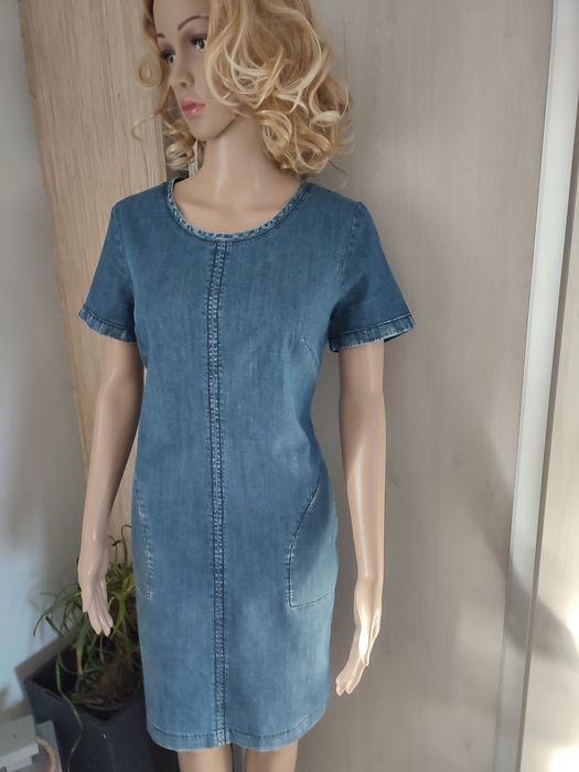 Sukienka damska jeans roz M, jasnoniebieska, z kieszeniami