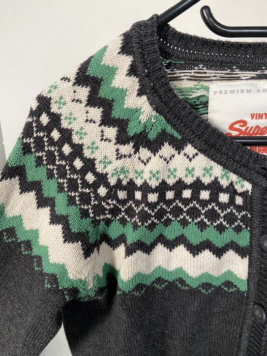 Sweter zapinany superdry norweskie wzory
