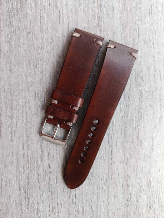 Brązowy skórzany pasek zegarka 22/18 mm S/M