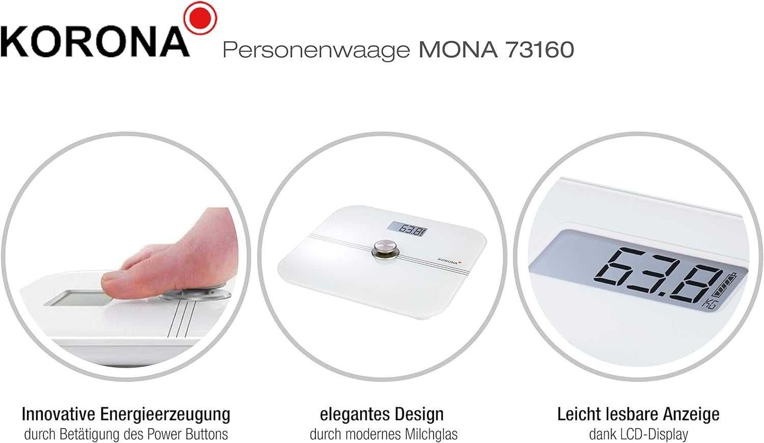 bezakumulatorowa cyfrowa waga łazienkowa 200kg biała [2114]