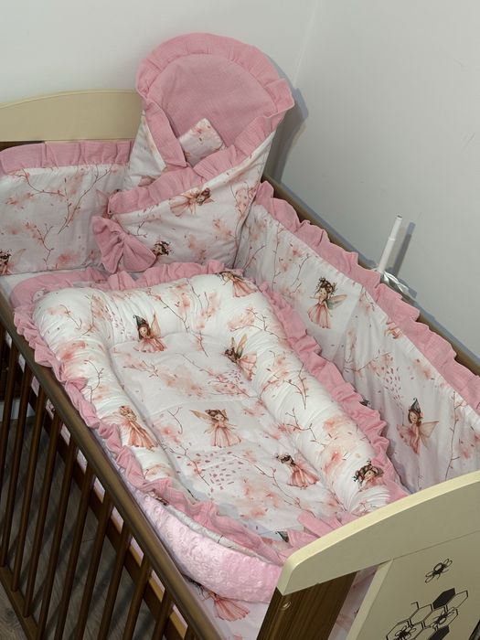 Wyprawka dla dziecka pościel kokon rożek baldachim muślin bawełna mink