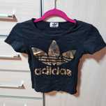 Adidas koszulka crop top czarna ze złotym logo r xS napis lekko starty