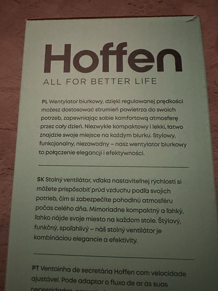 Hoffen Wentylator Wiatrak Biurkowy Stołowy