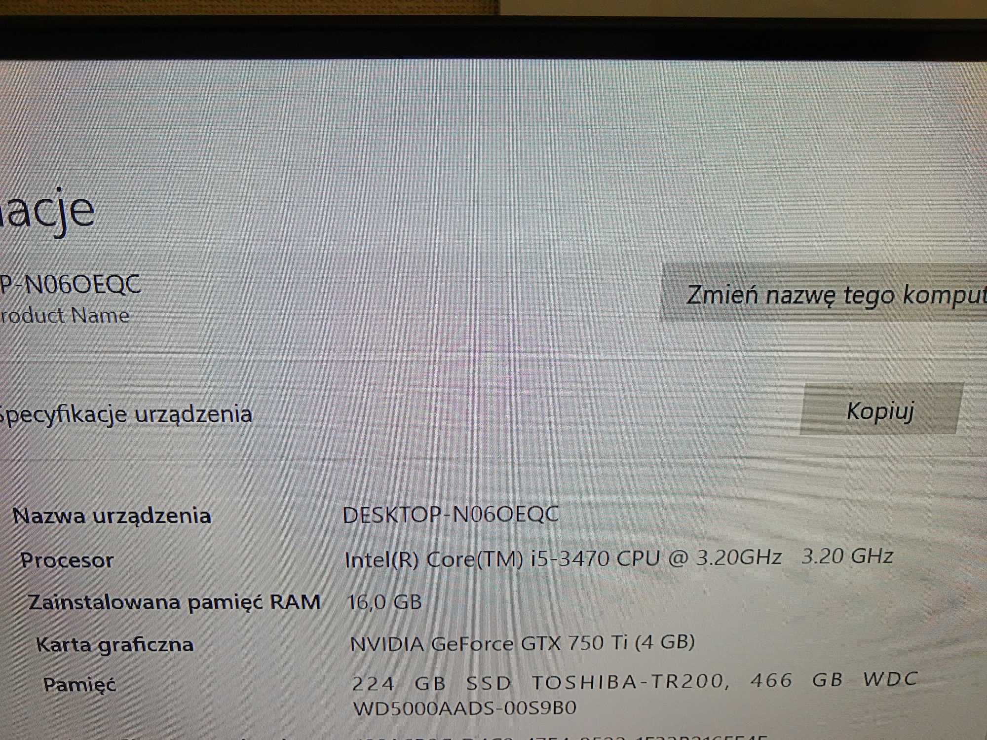 Komputer i5 4x3.6GHz 16Gb Ram Gtx750Ti 4Gb