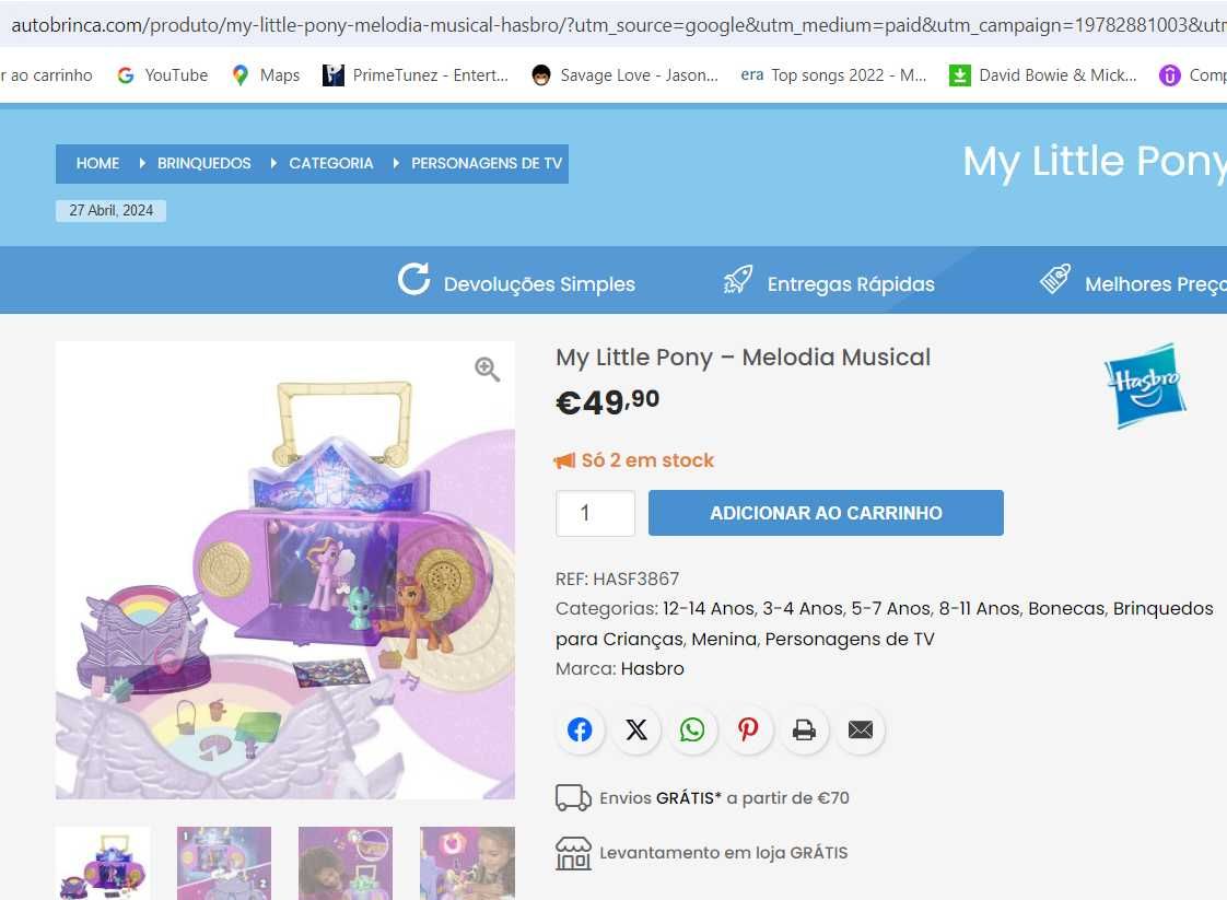 My Little Pony- Cenário musical Main Melody - PVP 49,90€ (artigo NOVO)