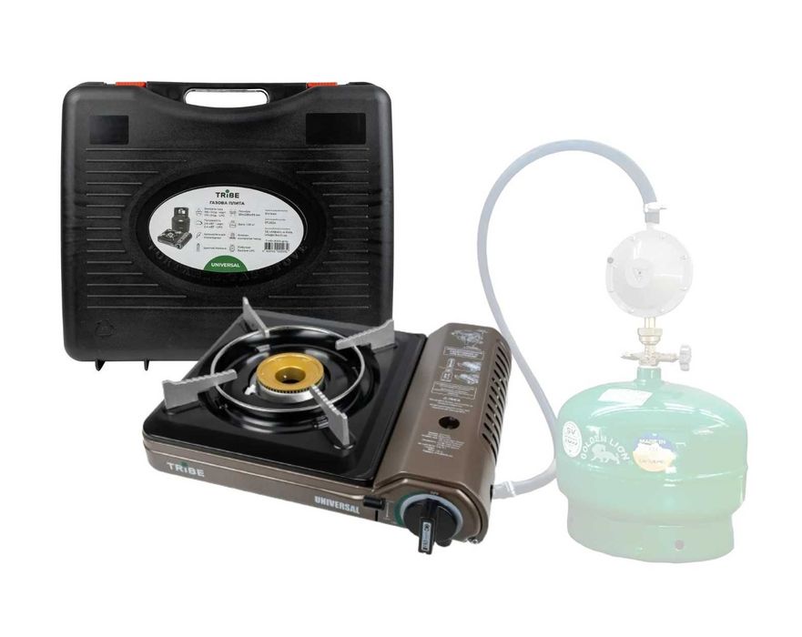 Газова портативна плита Tribe з перехідником туристическая