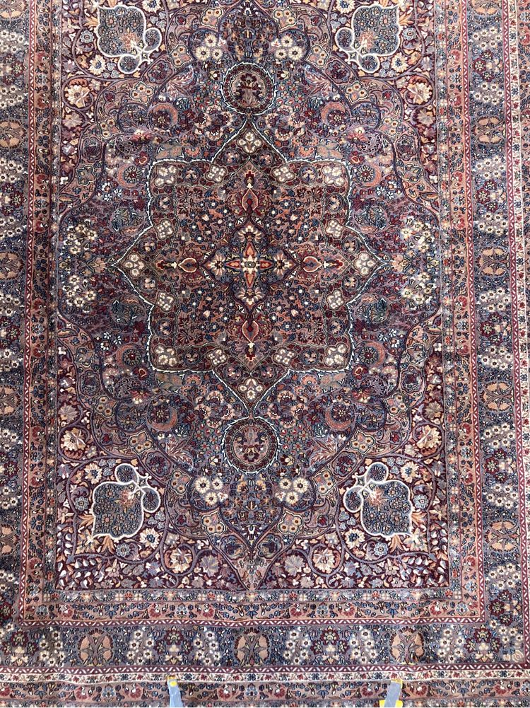 Duży dywan vintage 350x250 Shah Abbas rudo-różowy Iran, lata 70.