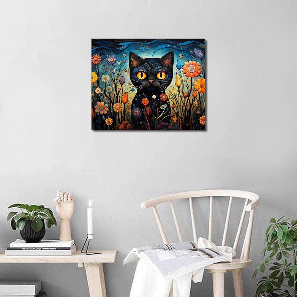 Malowanie po Numerach Farbami Płótno DIY Obraz Rękodzieło Kot 40x50 cm