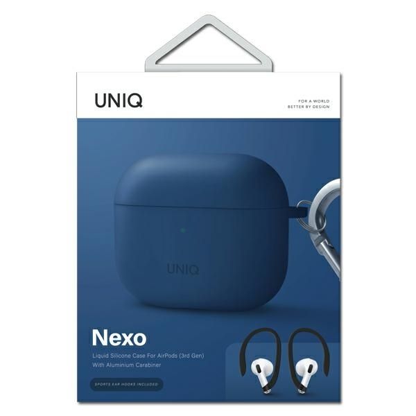Uniq Etui Nexo Airpods 3 Gen + Ear Hooks Silicone Niebieski/Blue