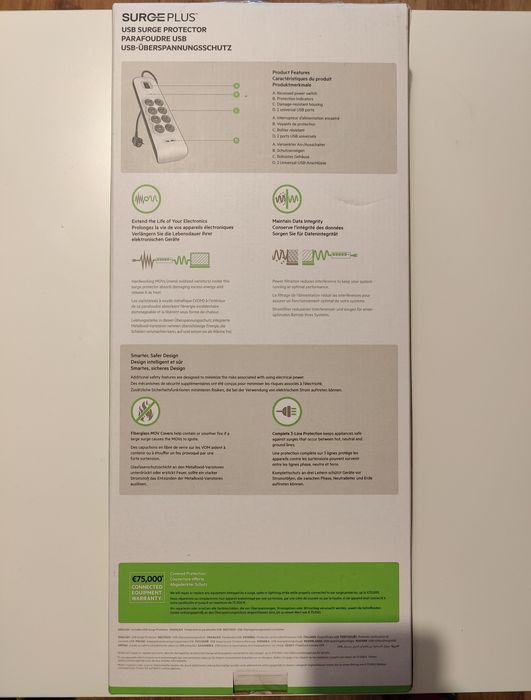 Listwa BELKIN Surge Protection-Zabezpieczenia-8 gniazd-2USB-NOWA-GW24