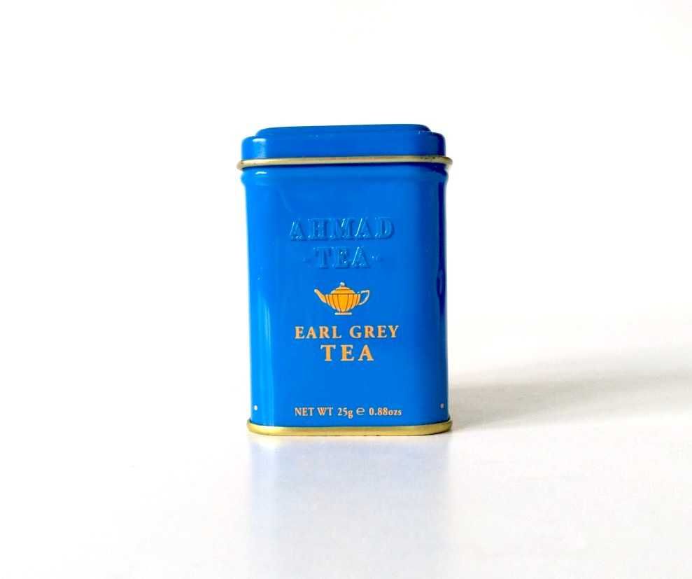 Puszka na herbatę Earl Grey Anglia Ahmad niebieska