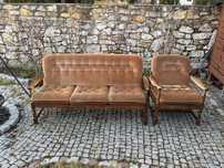 Sofa kanapa plus fotel wypoczynek ala Ludwikowski duński lata 60 dąb