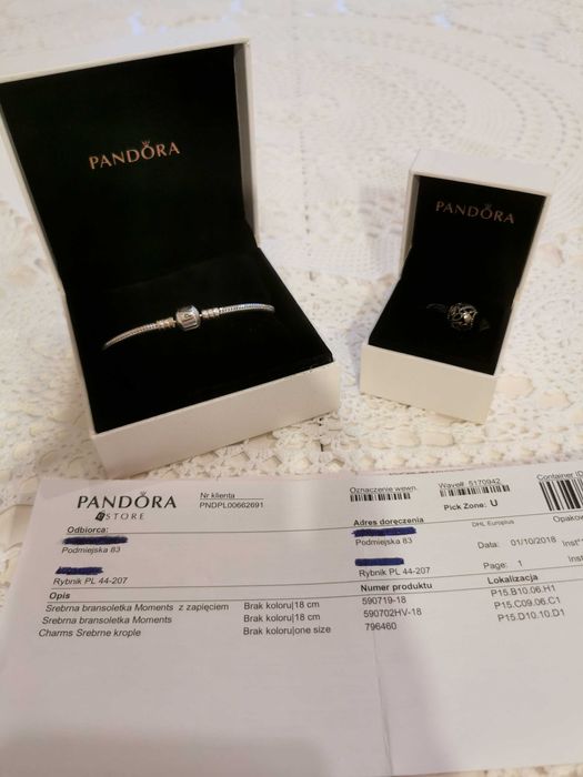 Pandora srebrna bransoletka Moments z zapięciem + Charms