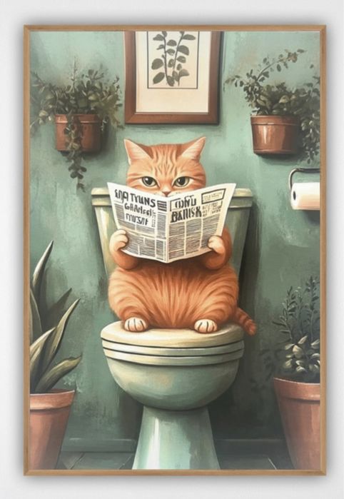 Plakat A4, rudy kotek w wc