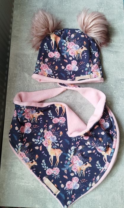Komplet zestaw zimowy czapka + chusta 53cm