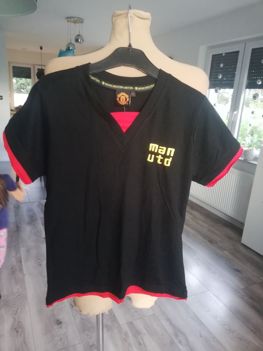 R. M L damski czarny nowy tshirt dla fanki Manchester United