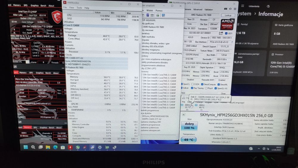 PC RGB gry Intel i5 12400f 6/12 DDR4 16GB RX7600 8GB 550w Win11 WIFI