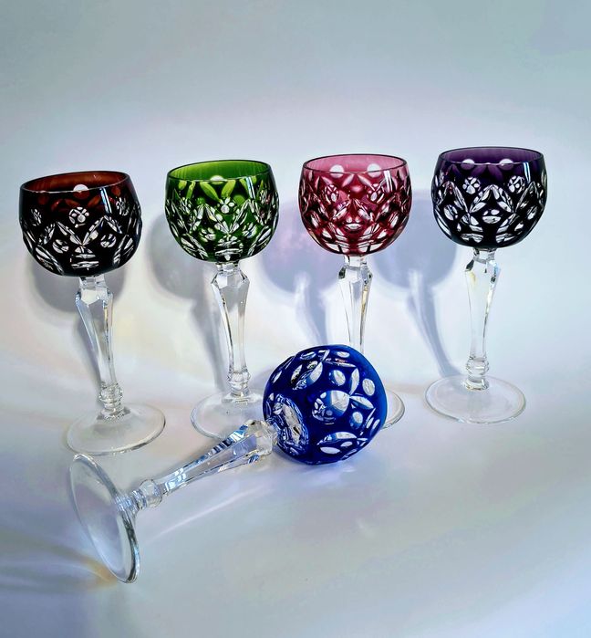 Kieliszki kryształowe Paill Putzler/ szkło kolorowe