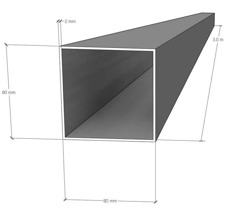 Труба алюмінієва 80х80х2 без покриття.