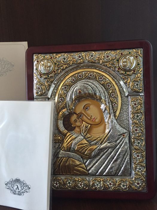 Ікона Греція,Вінчальні ікони срібло,Серебряная икона Греция, подарунок