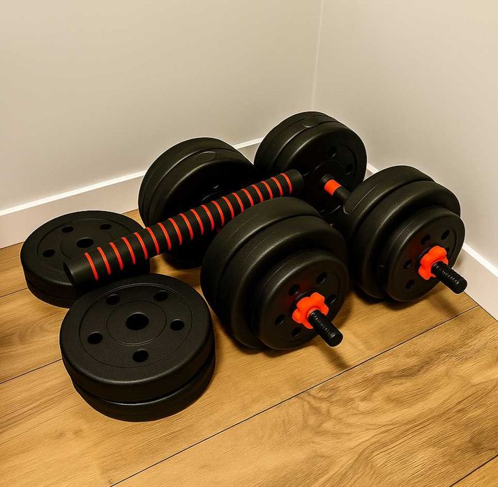 *NOWE* HANTLE BITUMICZNE - zestaw hantli 2x10kg 20kg + sztanga łączona