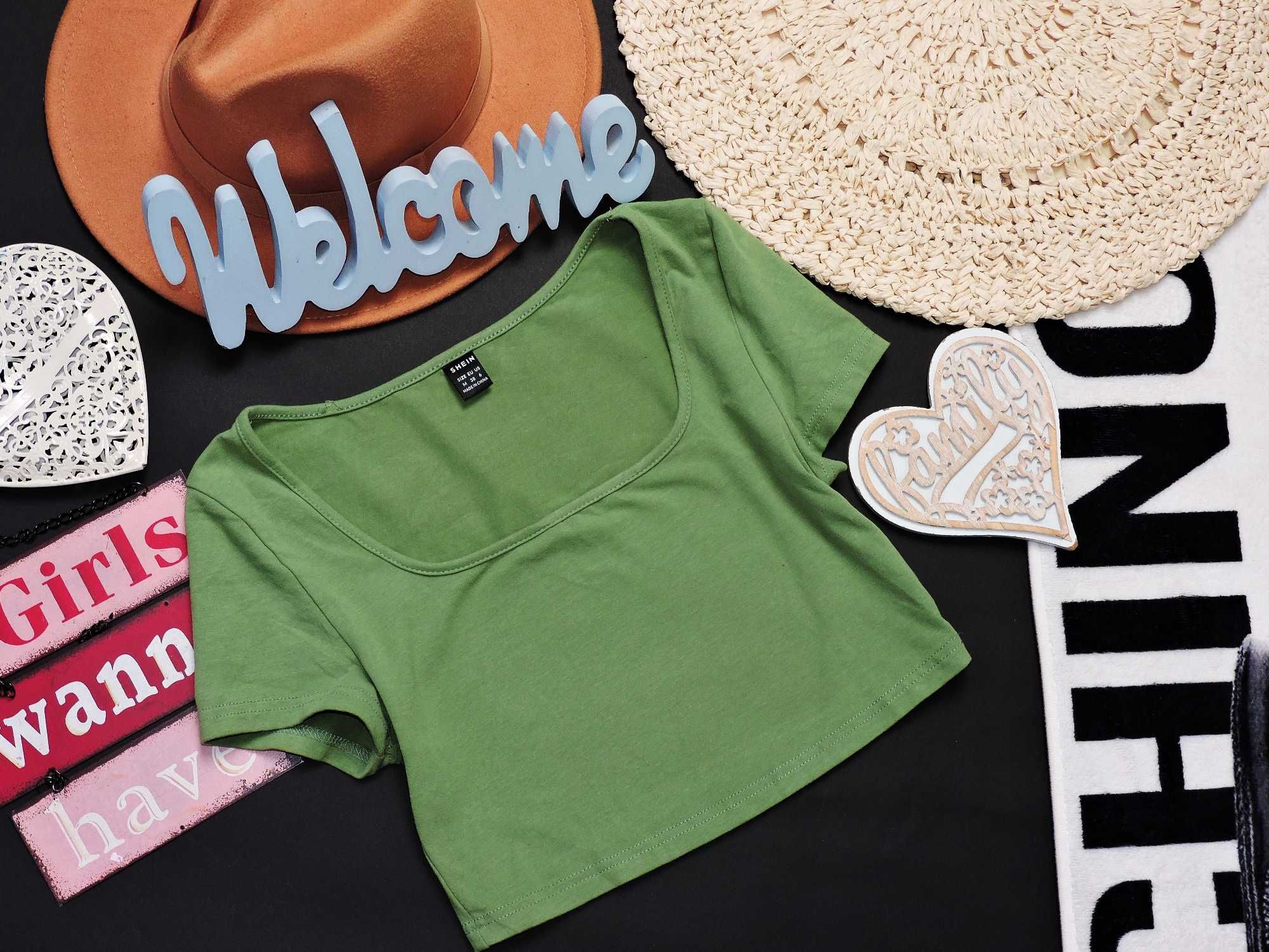 Shein Crop top zieleń basic M